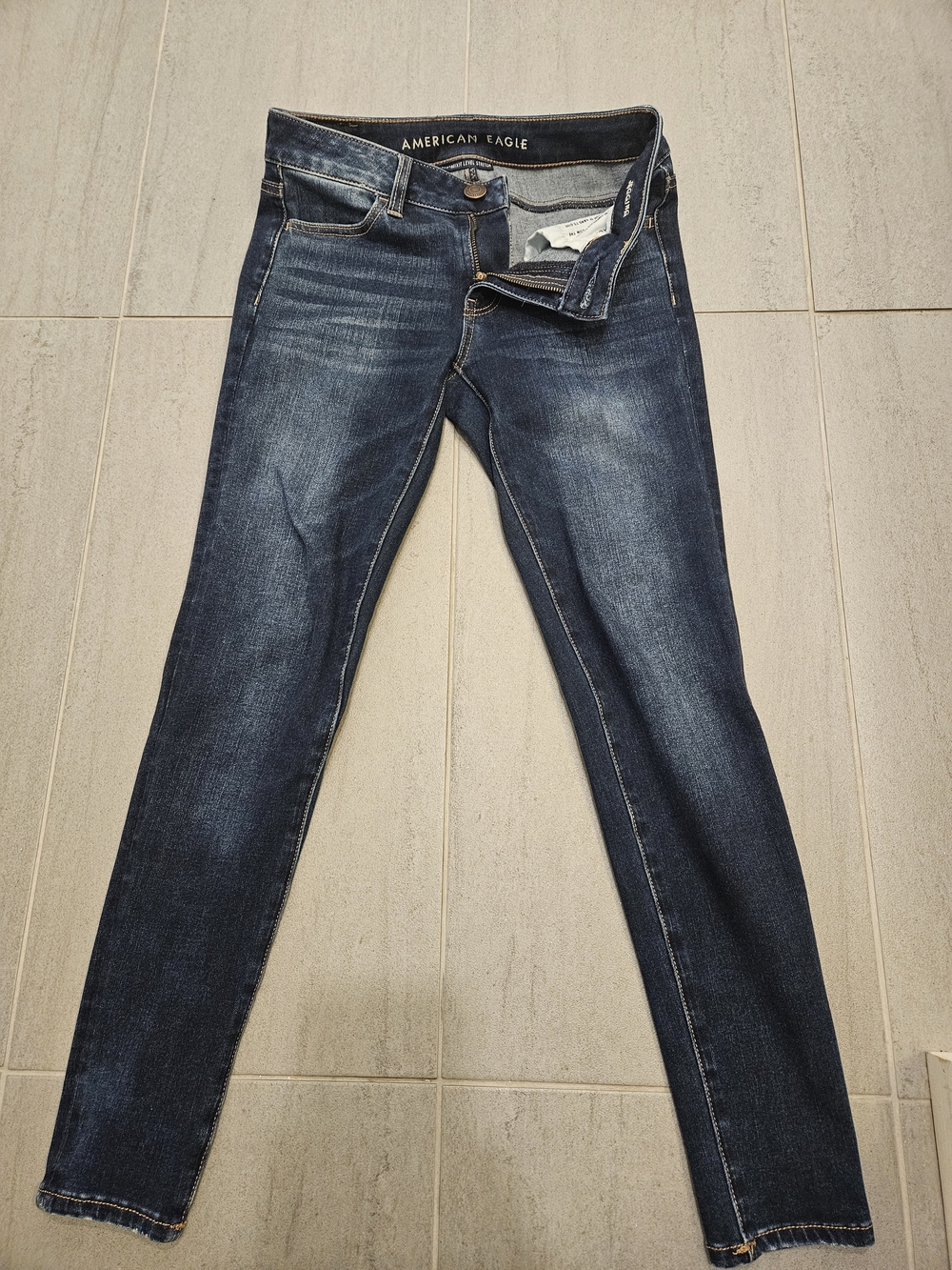 American Eagle Dark Indigo Jeggings Low-Rise Contemporary Vintage (2010s)
